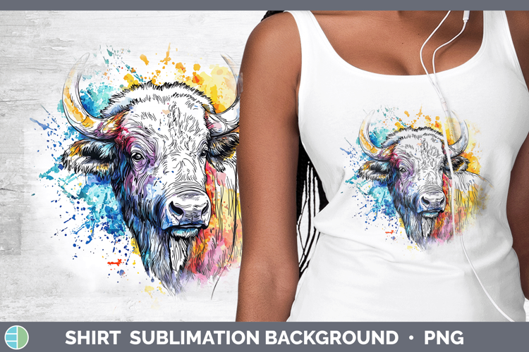 Watercolor Splash Buffalo Shirt Sublimation Sublimation Back