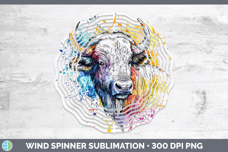 Watercolor Splash Buffalo Wind Spinner Sublimation Spinner D