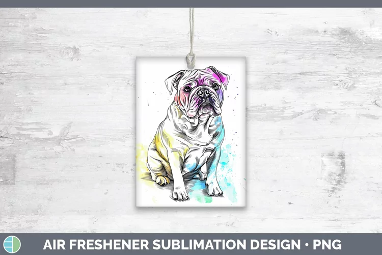 Watercolor Splash Bulldog Air Freshener Sublimation Car Fres