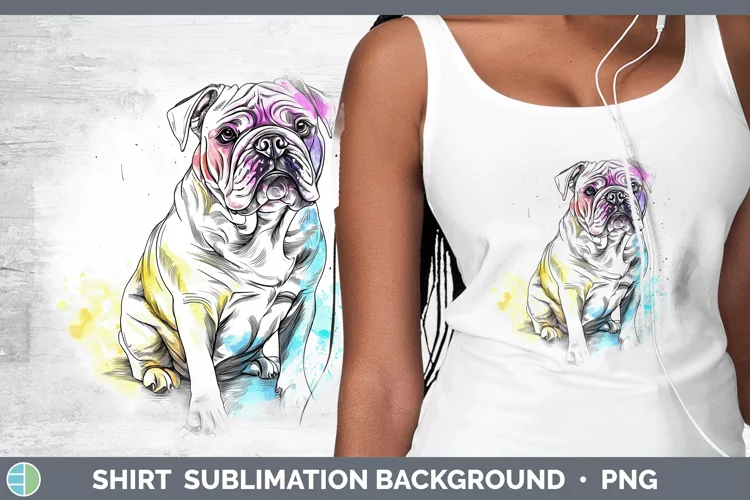 Watercolor Splash Bulldog Shirt Sublimation Sublimation Back