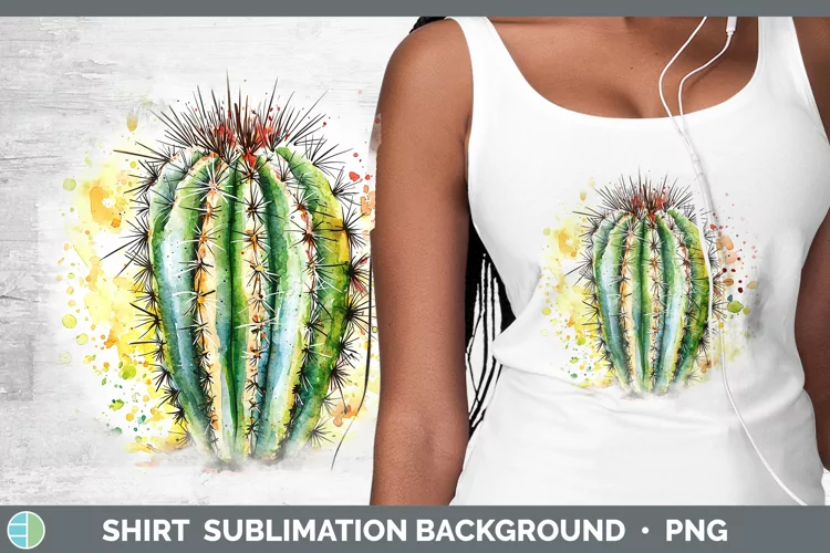Watercolor Splash Cactus Shirt Sublimation Sublimation Backg