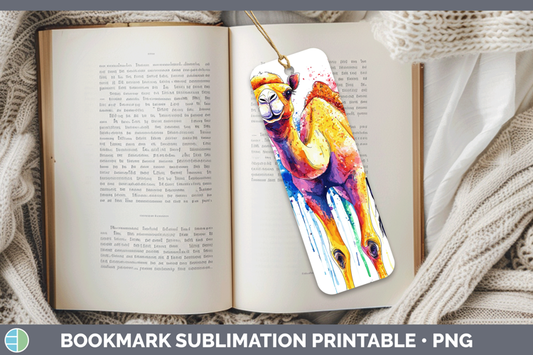 Watercolor Splash Camel Bookmark Sublimation Printable Desig