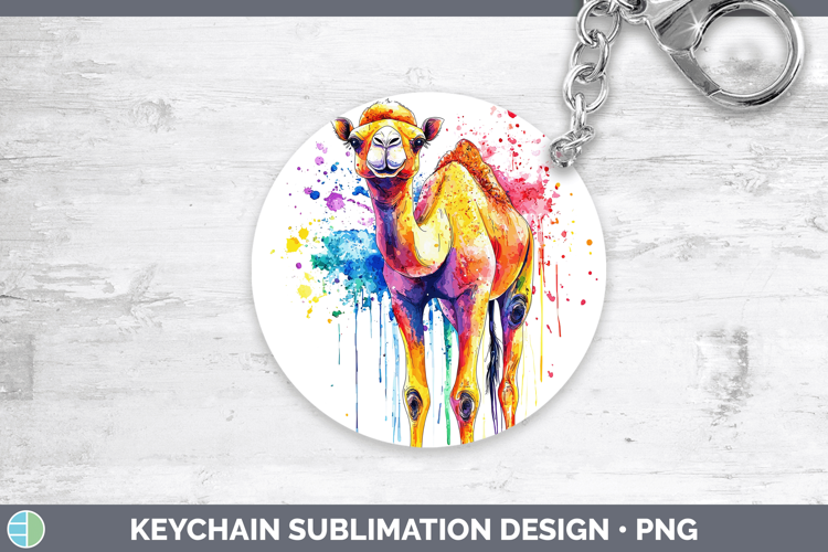 Watercolor Splash Camel Keychain Sublimation Keyring Designs