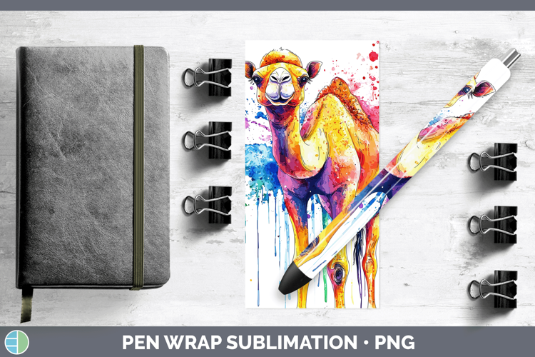 Watercolor Splash Camel Pen Wrap Sublimation Pen Designs