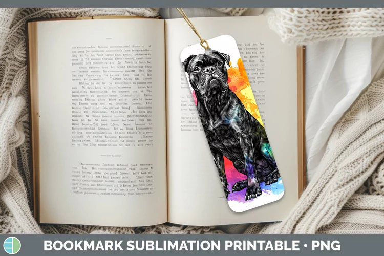 Watercolor Splash Cane Corso Bookmark Sublimation Printable