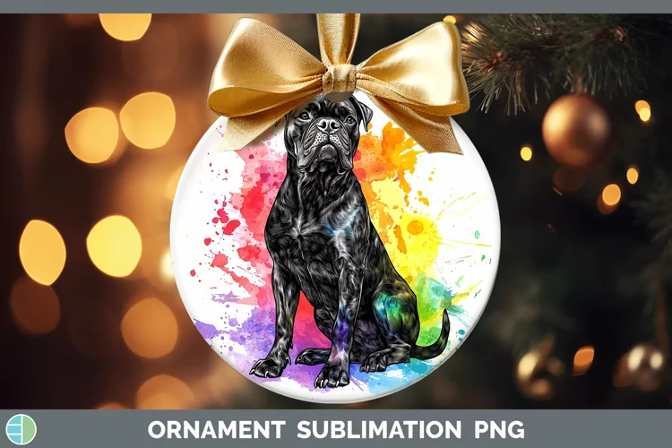 Watercolor Splash Cane Corso Ornament Sublimation Bauble Des