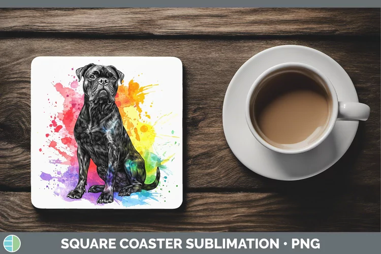 Watercolor Splash Cane Corso Square Coaster Sublimation Coas