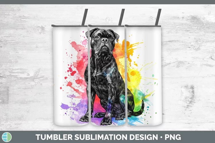 Watercolor Splash Cane Corso Tumbler Sublimation 20 oz Skinn