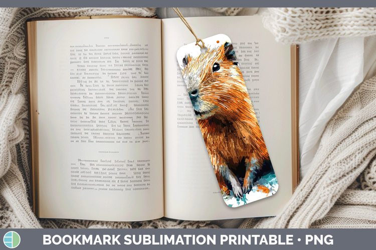 Watercolor Splash Capybara Bookmark Sublimation Printable De