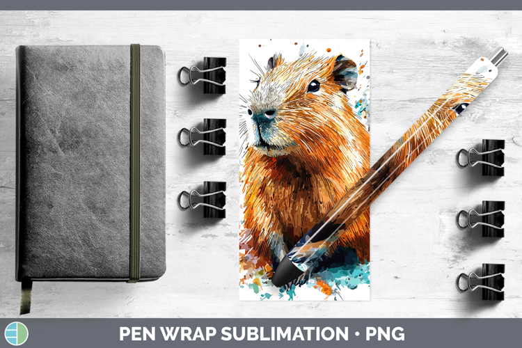 Watercolor Splash Capybara Pen Wrap Sublimation Pen Designs