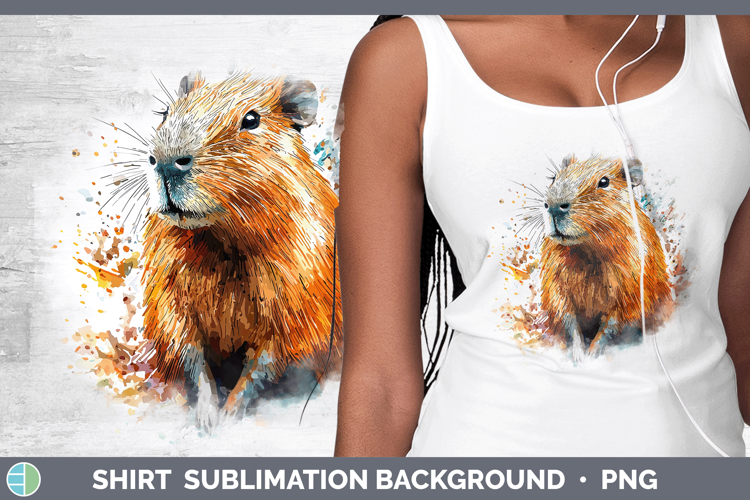 Watercolor Splash Capybara Shirt Sublimation Sublimation Bac