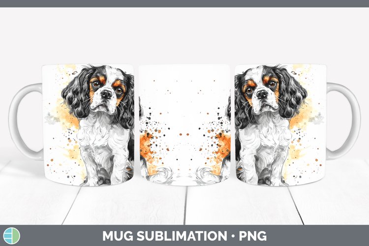 Watercolor Splash Cavalier King Charles Spaniel Mug Wrap Sub