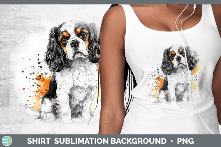 Watercolor Splash Cavalier King Charles Spaniel Shirt Sublim
