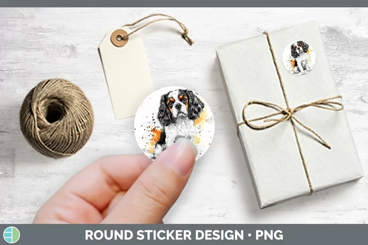 Watercolor Splash Cavalier King Charles Spaniel Stickers | R