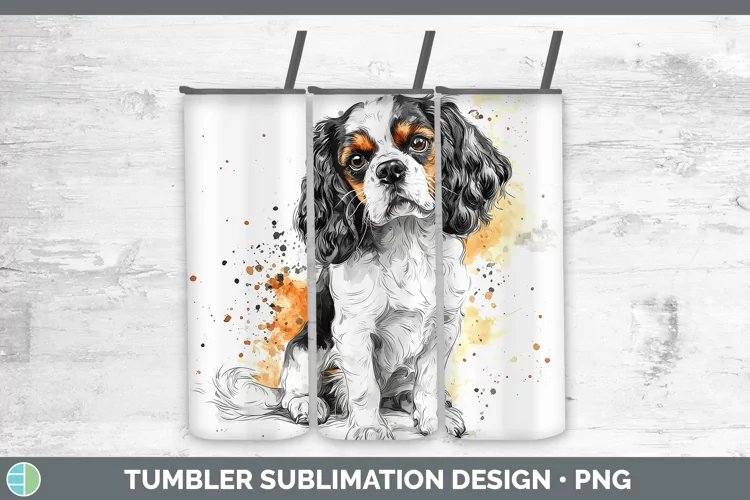 Watercolor Splash Cavalier King Charles Spaniel Tumbler Subl