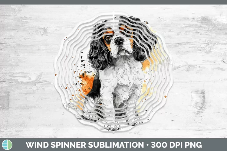 Watercolor Splash Cavalier King Charles Spaniel Wind Spinner