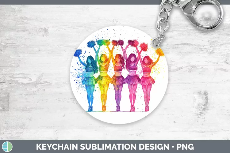 Watercolor Splash Cheerleaders Keychain Sublimation Keyring