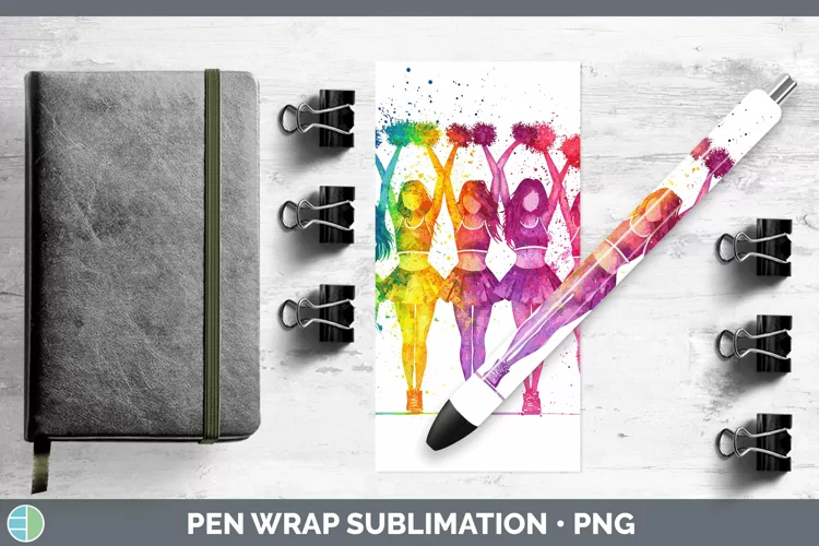 Watercolor Splash Cheerleaders Pen Wrap Sublimation Pen Desi