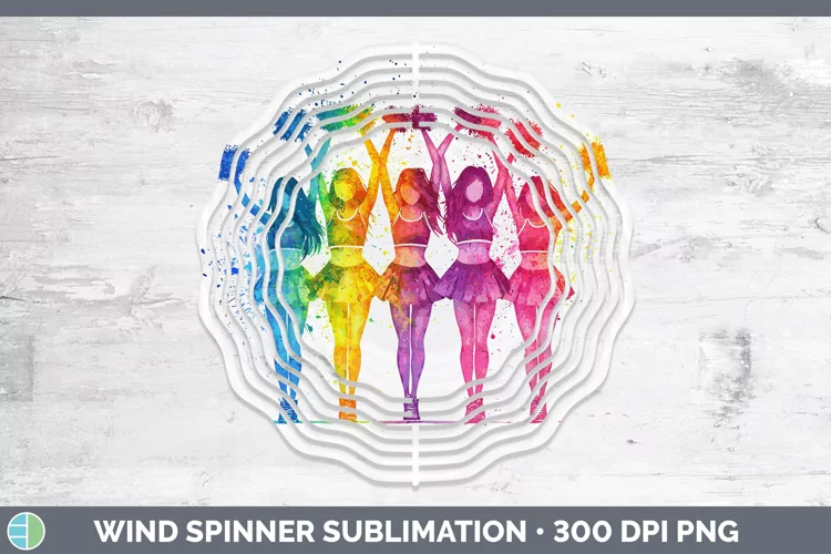 Watercolor Splash Cheerleaders Wind Spinner Sublimation Spin
