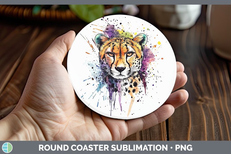 GorgeousWatercolor Splash Round Coaster design.