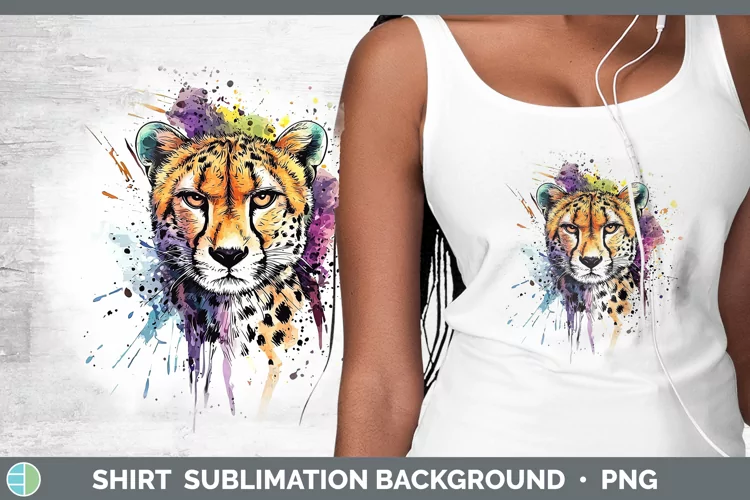 Watercolor Splash Cheetah Shirt Sublimation Sublimation Back
