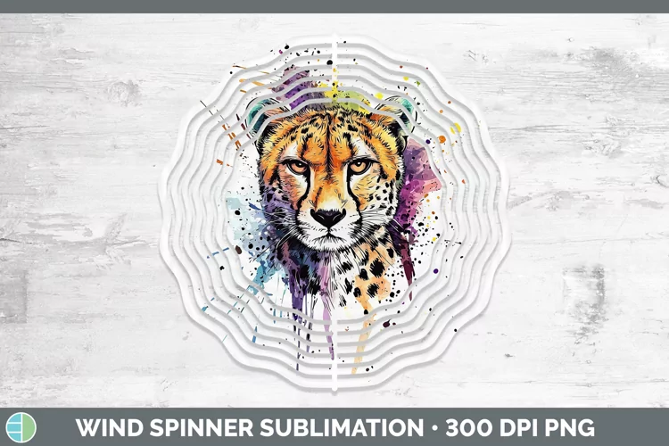 Watercolor Splash Cheetah Wind Spinner Sublimation Spinner D