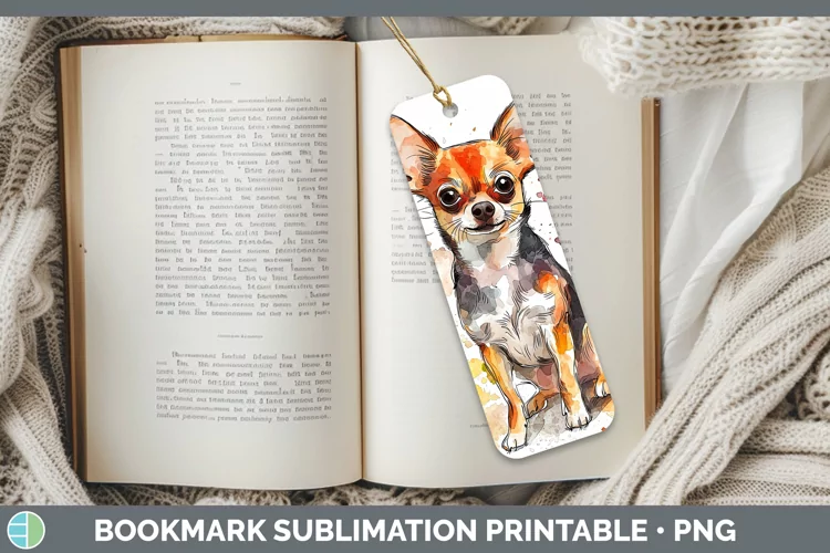 Watercolor Splash Chihuahua Bookmark Sublimation Printable D