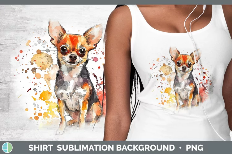 Watercolor Splash Chihuahua Shirt Sublimation Sublimation Ba