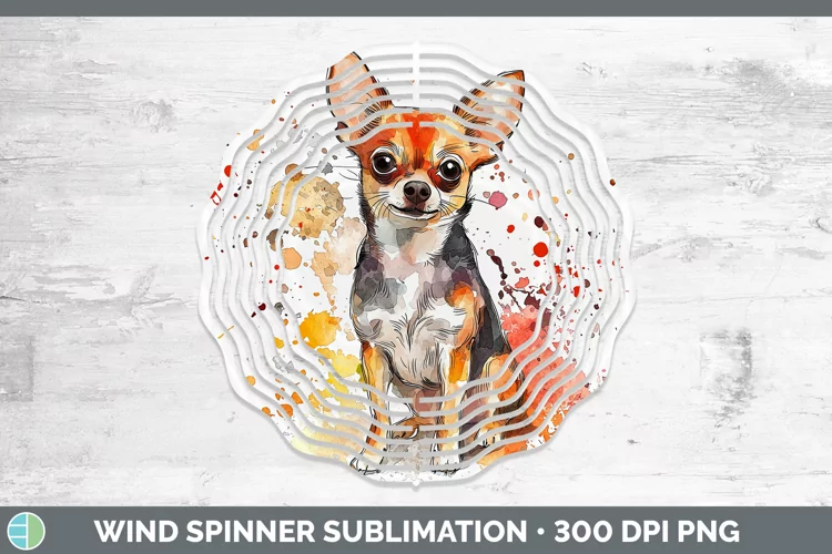 Watercolor Splash Chihuahua Wind Spinner Sublimation Spinner