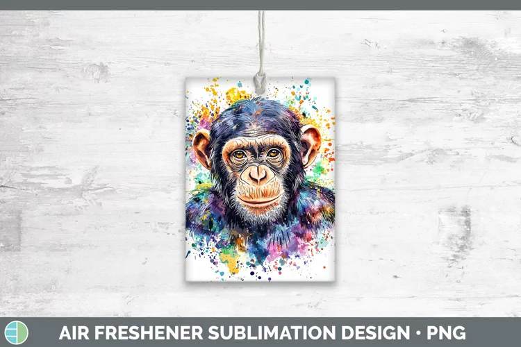 Watercolor Splash Chimpanzee Air Freshener Sublimation Car F