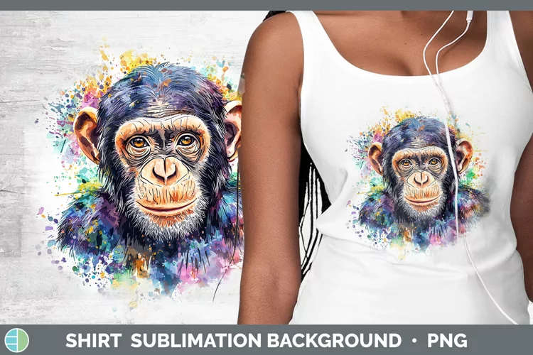 Watercolor Splash Chimpanzee Shirt Sublimation Sublimation B