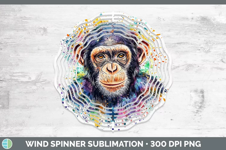 Watercolor Splash Chimpanzee Wind Spinner Sublimation Spinne