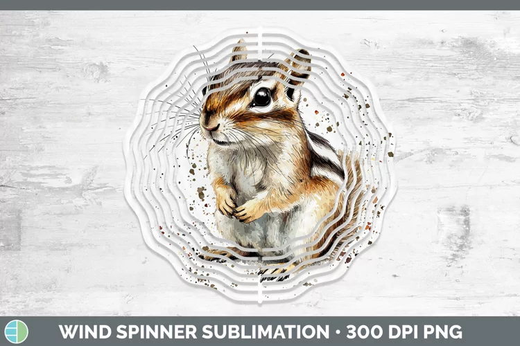 Watercolor Splash Chipmunk Wind Spinner Sublimation Spinner
