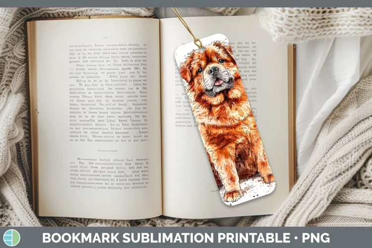 Watercolor Splash Chow Chow Bookmark Sublimation Printable D