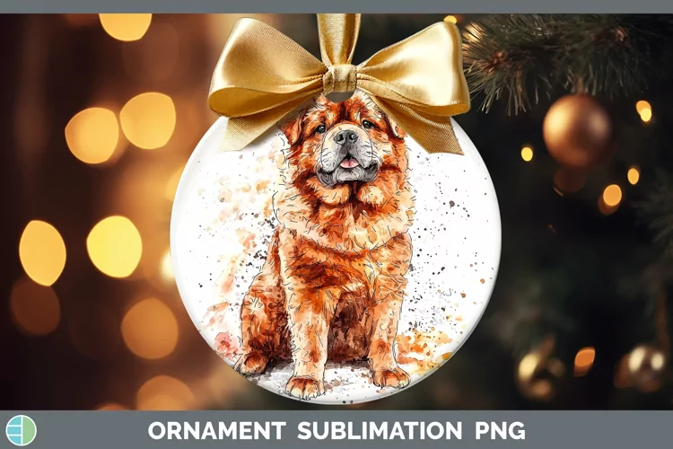 Watercolor Splash Chow Chow Ornament Sublimation Bauble Desi