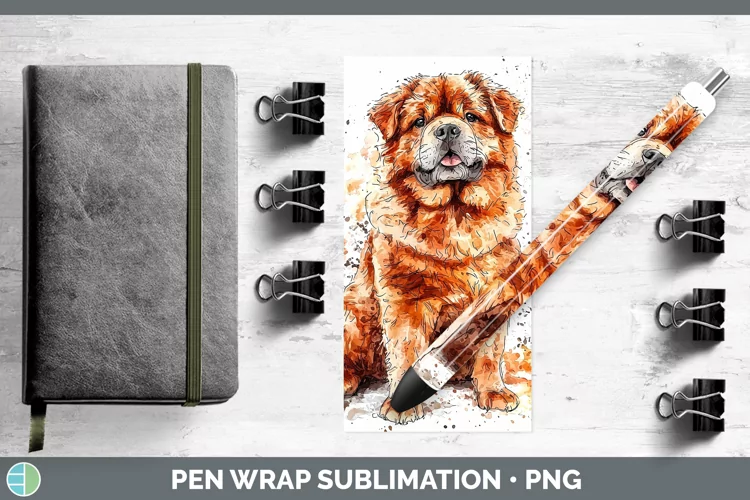 Watercolor Splash Chow Chow Pen Wrap Sublimation Pen Designs