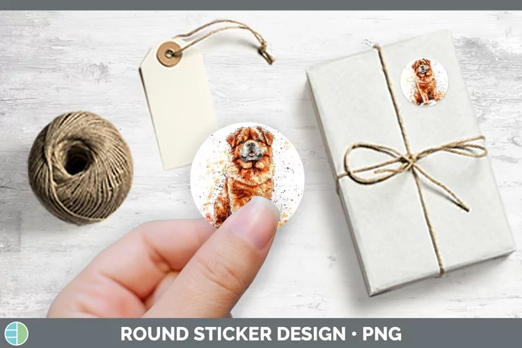 Watercolor Splash Chow Chow Stickers | Round Labels Designs