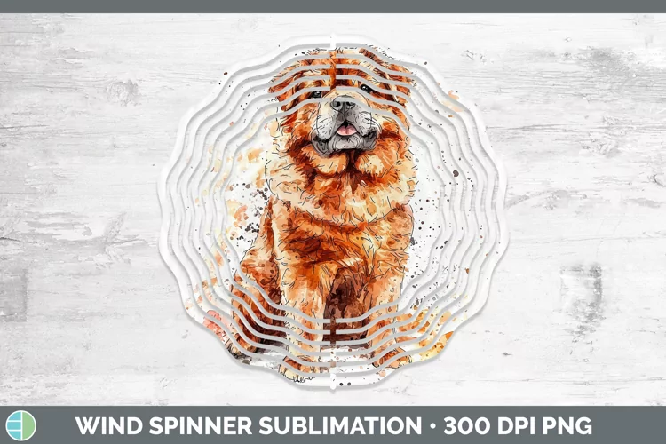 Watercolor Splash Chow Chow Wind Spinner Sublimation Spinner