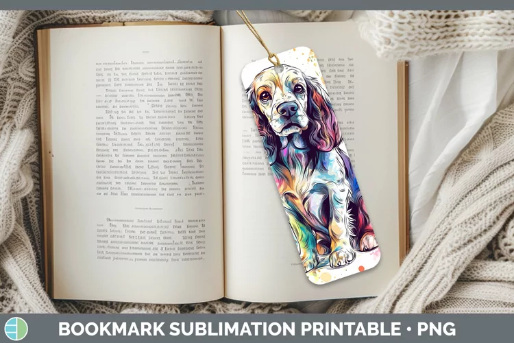 Watercolor Splash Cocker Spaniel Bookmark Sublimation Printa