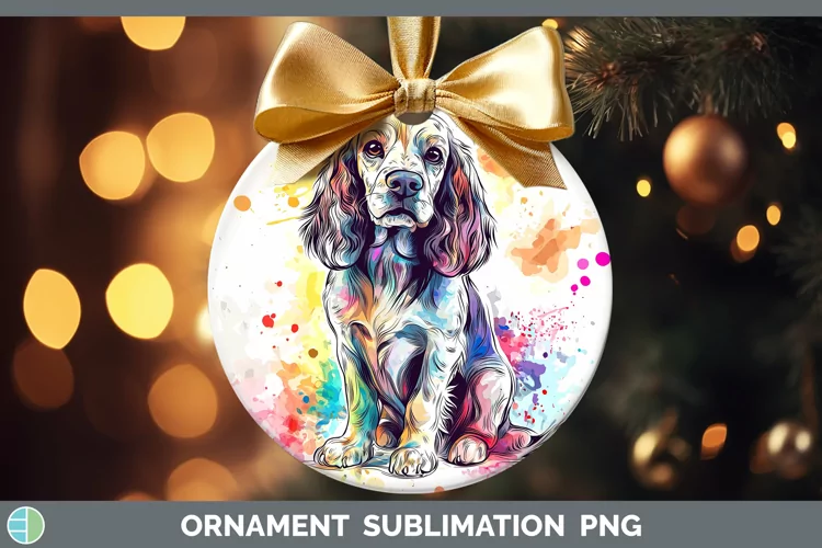 Watercolor Splash Cocker Spaniel Ornament Sublimation Bauble