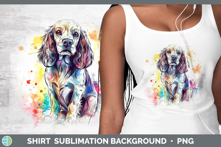 Watercolor Splash Cocker Spaniel Shirt Sublimation Sublimati