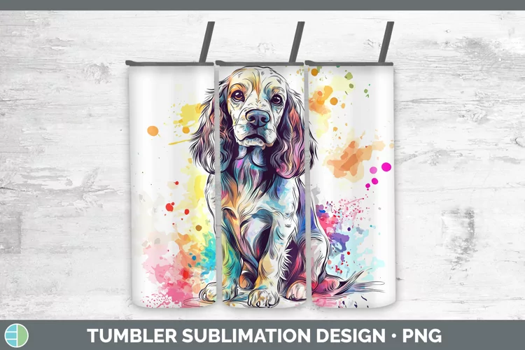 Watercolor Splash Cocker Spaniel Tumbler Sublimation 20 oz S