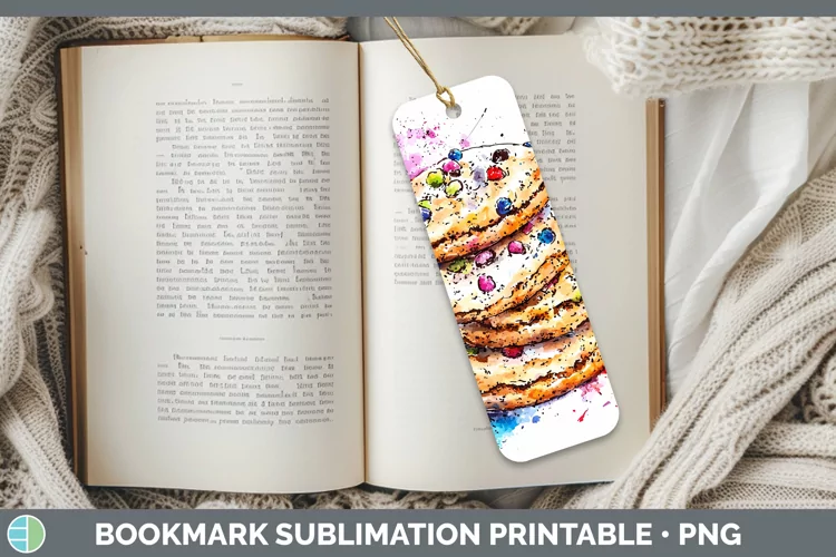 Watercolor Splash Cookies Bookmark Sublimation Printable Des