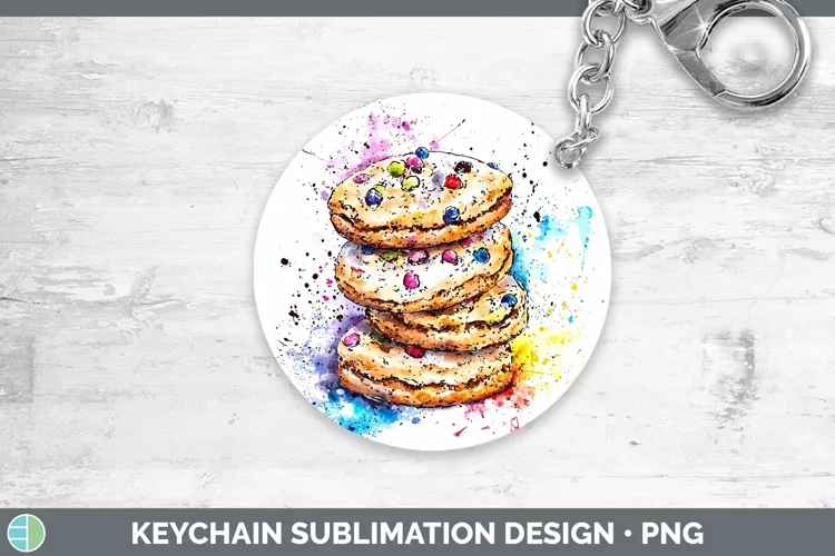 Watercolor Splash Cookies Keychain Sublimation Keyring Desig