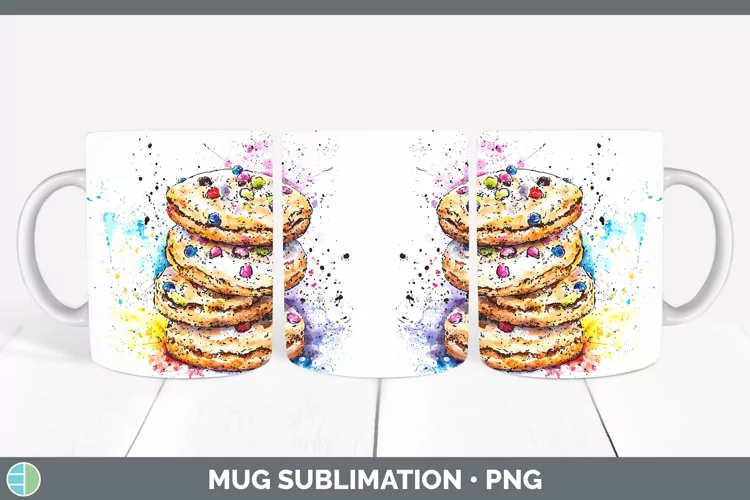 Watercolor Splash Cookies Mug Wrap Sublimation Coffee Cup De