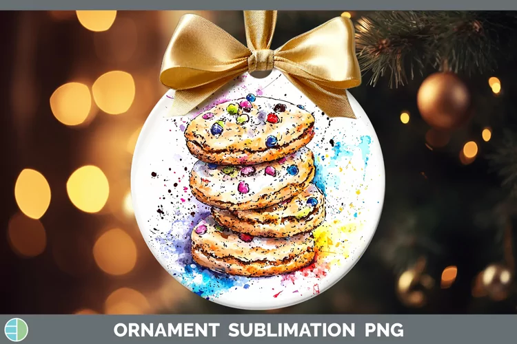 Watercolor Splash Cookies Ornament Sublimation Bauble Design
