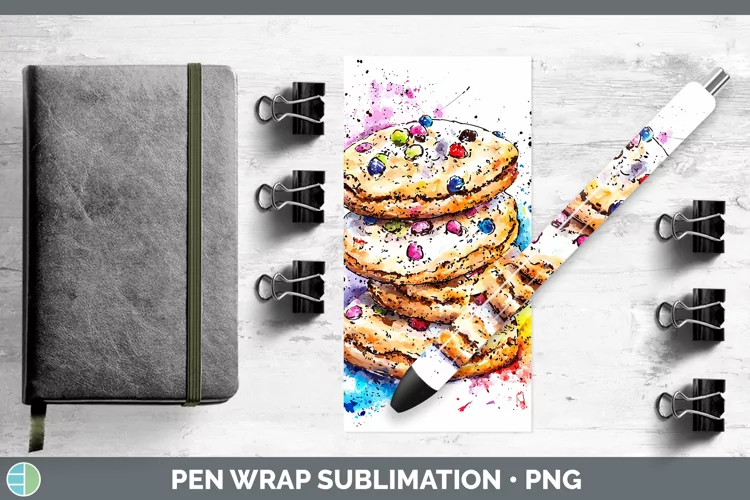 Watercolor Splash Cookies Pen Wrap Sublimation Pen Designs