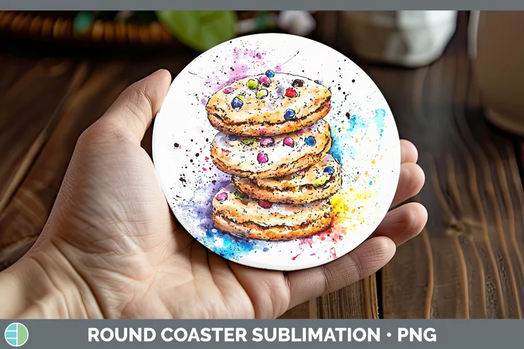 Watercolor Splash Cookies Round Coaster Sublimation Coaster