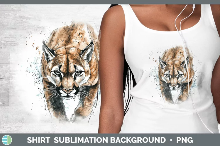 Watercolor Splash Cougar Shirt Sublimation Sublimation Backg
