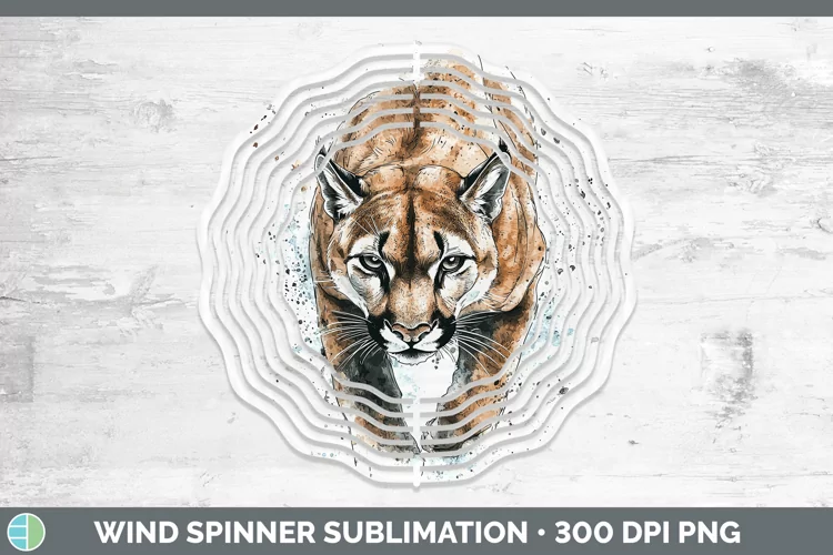 Watercolor Splash Cougar Wind Spinner Sublimation Spinner De